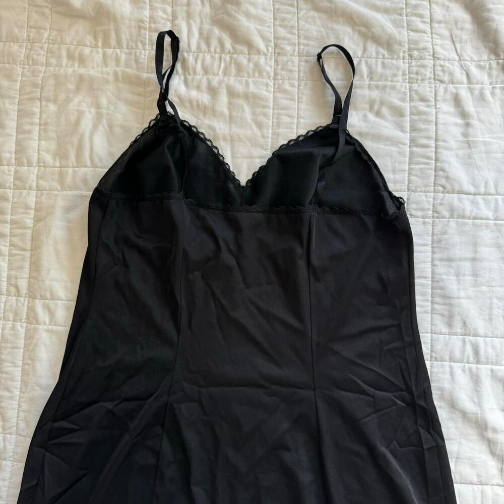 Vintage 70s 80s black lace slip dress sz 36 dainty babydoll fairy victorian - Picture 7 of 8